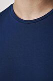 Slim Fit Bisiklet Yaka Düz Basıc Kısa Kol Lacivert T-Shirt