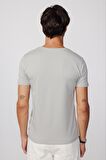 Slim Fit Bisiklet Yaka Düz Basıc Kısa Kol Gri Erkek T-Shirt