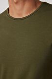Slim Fit Bisiklet Yaka Düz Basıc Kısa Kol Haki T-Shirt
