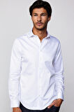 Erkek Slim Fit Dar Kesim %100 Pamuk Koton Saten Premium Seri Beyaz Gömlek