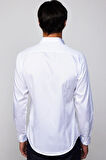 Erkek Slim Fit Dar Kesim %100 Pamuk Koton Saten Premium Seri Beyaz Gömlek