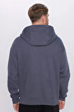 Unisex Oversize Geniş Kesim Pamuklu Yumuşak Dokulu İçi Polarlı Basic Gri Kapüşonlu Sweatshirt