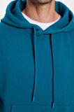 Unisex Oversize Geniş Kesim Pamuklu Yumuşak Dokulu İçi Polarlı Basic Petrol Kapüşonlu Sweatshirt
