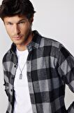 Slim Fit Dar Kesim Kareli Oduncu Erkek Gömlek