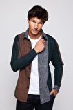 Slim Fit Dar Kesim Şerit Çizgili Oduncu Erkek Gömlek