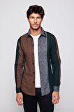 Slim Fit Dar Kesim Şerit Çizgili Oduncu Erkek Gömlek