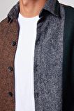 Slim Fit Dar Kesim Şerit Çizgili Oduncu Erkek Gömlek
