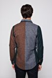 Slim Fit Dar Kesim Şerit Çizgili Oduncu Erkek Gömlek