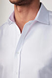 Modern Slim Fit Uzun Kollu Pamuklu Kolay Ütü Armürlü Beyaz Erkek Gömlek