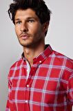 Slim Fit Kareli Pamuklu Kolay Ütü Erkek Gömlek