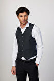 Slim Fit Dar Kesim 3 Cepli 4 Mevsim Düz Gri Erkek Yelek