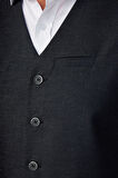 Slim Fit Dar Kesim 3 Cepli 4 Mevsim Düz Gri Erkek Yelek