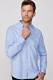 Erkek Regular Fit Klasik Kesim Düğmeli Yaka Pamuklu Kolay Ütü Baskılı Gömlek
