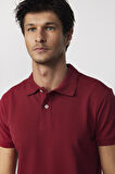 Erkek Slim Fit Dar Kesim %100 Pamuk Düz Pike Bordo Polo Yaka Tişört