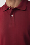 Erkek Slim Fit Dar Kesim %100 Pamuk Düz Pike Bordo Polo Yaka Tişört