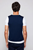 Slim Fit Desenli Lacivert Erkek Yelek