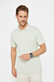 Erkek Slim Fit Dar Kesim %100 Pamuk Düz Pike Gri Polo Yaka Tişört