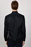 Slim Fit Siyah Non-Iron %100 Pamuk Doğa Dostu Ekoteks Belgeli Ütü Gerektirmez Gömlek