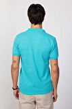 Erkek Slim Fit Dar Kesim %100 Pamuk Düz Pike Yeşil Polo Yaka Tişört