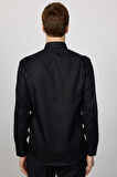 Slim Fit Siyah Non-Iron %100 Pamuk Doğa Dostu Ekoteks Belgeli Ütü Gerektirmez Gömlek