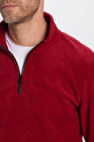 Unisex Standart Fit Anti-pilling Tüylenme Yapmayan Soğuk Geçirmez Bordo Dik Bato Yaka Polar Sweatshirt