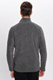 Unisex Standart Fit Anti-pilling Tüylenme Yapmayan Soğuk Geçirmez Antrasit Bato Yaka Polar Sweatshirt