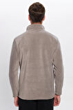 Unisex Standart Fit Anti-pilling Tüylenme Yapmayan Soğuk Geçirmez Gri Bato Yaka Polar Sweatshirt