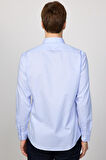 Slim Fit Mavi Non-Iron %100 Pamuk Doğa Dostu Ekoteks Belgeli Ütü Gerektirmez Gömlek