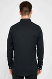 Erkek Slim Fit Dar Kesim Uzun Kollu Pamuklu Siyah Düğmeli Yaka Gömlek