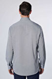 Erkek Regular Fit Klasik Kesim Pamuklu Oxford Doku Tek Cepli Gri Düğmeli Yaka Gömlek