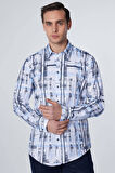 Slim Fit Uzun Kollu Desenli Pamuklu Kolay Ütü Erkek Gömlek