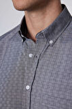Erkek Regular Fit Klasik Kesim Düğmeli Yaka Küçük Kareli Pamuklu Gömlek