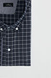 Erkek Big Size Büyük Beden Düğmeli Yaka Küçük Kareli Pamuklu Gömlek