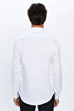Erkek Slim Fit Dar Kesim Uzun Kollu %100 Pamuk Premium Seri Beyaz Gömlek