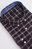 Erkek Big Size Büyük Beden Uzun Kollu Ekoseli Biyeli Yaka Düğmeli Gömlek