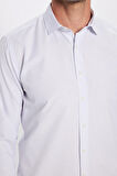 Erkek Modern Slim Fit Dar Kesim Uzun Kollu Pamuklu Çizgili 4 Mevsim İtalyan Yaka Gömlek