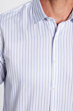 Erkek Modern Slim Fit Dar Kesim Uzun Kollu Pamuklu Çizgili 4 Mevsim İtalyan Yaka Gömlek