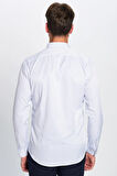 Erkek Modern Slim Fit Dar Kesim Uzun Kollu Pamuklu Çizgili 4 Mevsim İtalyan Yaka Gömlek