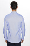 Erkek Modern Slim Fit Dar Kesim Uzun Kollu Pamuklu Çizgili 4 Mevsim İtalyan Yaka Gömlek