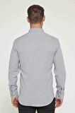 Modern Slim Fit Pamuklu Kolay Ütü Armürlü Erkek Gömlek