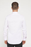 Modern Slim Fit Uzun Kollu Pamuklu Kolay Ütü Armürlü Pembe Erkek Gömlek