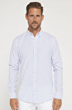 Slim Fit Uzun Kol Çizgili Yaka Düğmeli Erkek Gömlek
