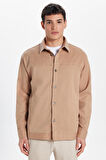 Erkek Relax Fit Rahat Kesim Gabardin Likralı Yandan Cepli Taş Ceket Gömlek