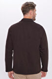 Unisex Relax Fit Rahat Kesim Fermuarlı Cepli Kışlık Kahverengi Overshirt Ceket Tarzı Dik Yaka Gömlek