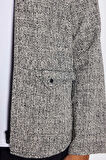 Unisex Relax Fit Rahat Kesim Kışlık Oduncu Desenli Overshirt Ceket Tarzı Gri Dik Yaka Gömlek