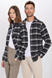 Unisex Slim Fit Dar Kesim Oduncu Kareli Kışlık Gömlek