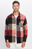 Erkek Relax Fit Rahat Kesim Tek Cepli Kareli Kışlık Oduncu Gömlek