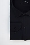 Erkek Big Size Büyük Beden Pamuklu Kolay Ütü Armürlü Siyah Gömlek 