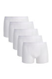 Erkek 5'li Pamuklu Likralı Esnek Kumaş Beyaz Boxer