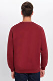Unisex Oversize Geniş Kesim Pamuklu Yumuşak Dokulu İçi Polarlı Basic Bordo Bisiklet Yaka Sweatshirt